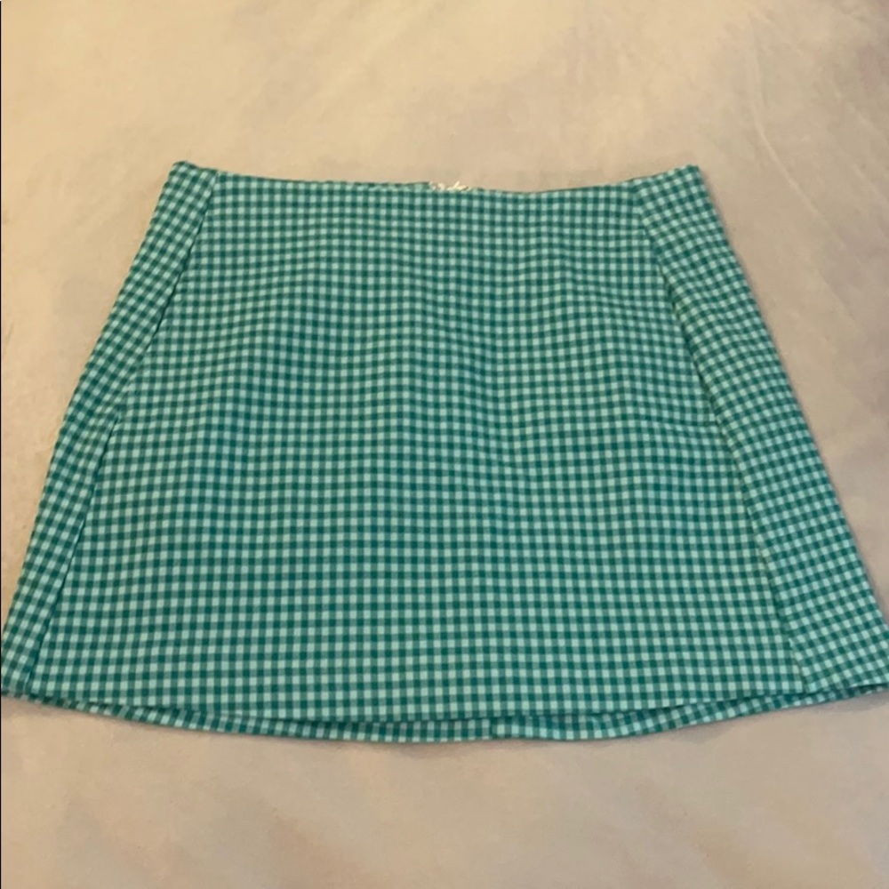green plaid urban outfitters skirt